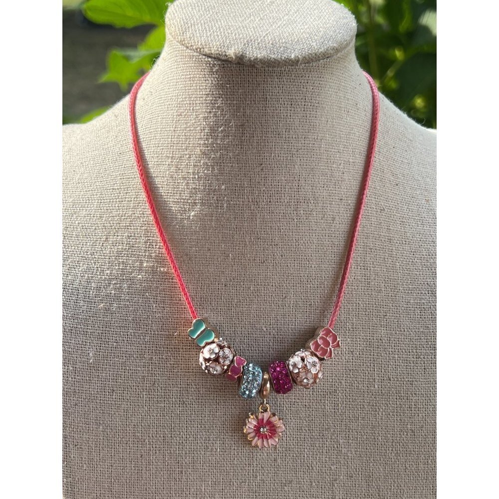 Charm Crystal Bead Necklace -- 18"
